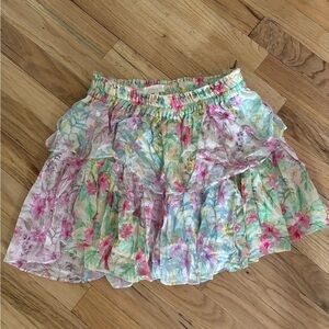 LoveShackFancy floral ruffle mini skirt XS